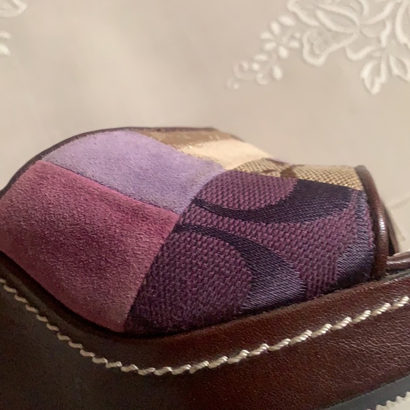 Y2K COACH SIGNATURE CHELSEA PLATFORM PATCHWORK LEATHER SZ 6M BROWN WEDGES HEELS - Picture 13 of 15